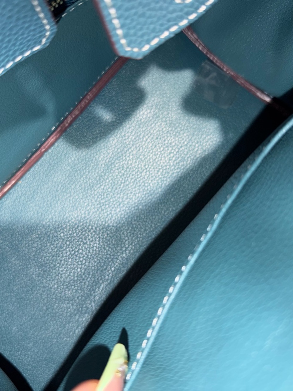 Structured Leather Tote Bag in Royal Blue with Gold Hardware - Picture 8 of 8